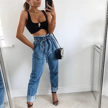 High-Waist Denim Jeans